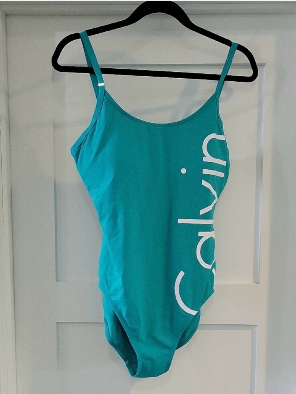 Calvin Klein Teal One-Piece Swimsuit with White Logo